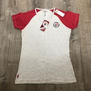 NWT Tournament of Roses Pasadena CA Womens Red Gray Short Sleeve T-Shirt Size M